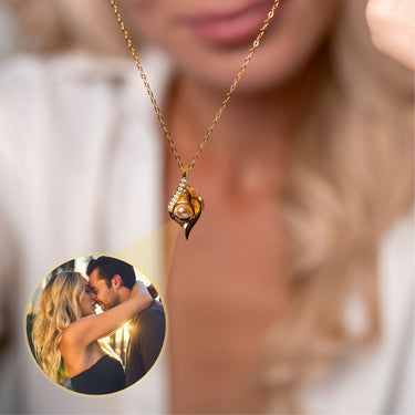 Luxury Photo Personalised Necklace - Photo Necklace - Photo Projection Necklace Necklace Gold Brother & Sisters